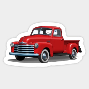 red 1949 chevrolet pick up truck Sticker